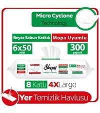 Sleepy Easy Clean Beyaz Sabun Katkılı 50 Yaprak 6'lı Paket Islak Mendil