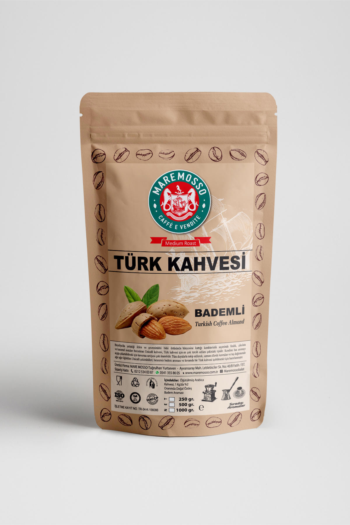 Mare Mosso Acıbademli Orta Kavrulmuş Türk Kahvesi 250 gr