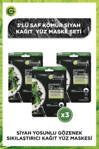 Garnier Siyah Yosunlu Gözenek Sıkılaştırıcı Nemlendirici Kağıt Yüz Maskesi 3x21 ml