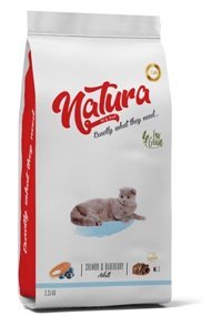 Natura Somonlu -Yaban Mersini Az Tahıllı Yetişkin Kedi Maması 2.25 kg