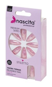 Nascita Mermer 24'lü Stiletto Pembe Takma Tırnak