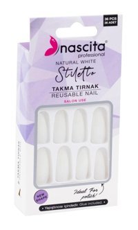 Nascita 137 French Mat 36'lı Stiletto Beyaz Takma Tırnak