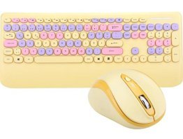 Everest KM-6281 Ergonomik Sarı Kablosuz Klavye Mouse Seti