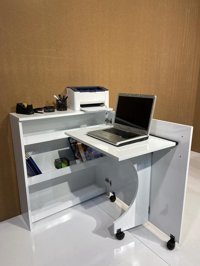 Bicabin Diamond Multi Fonksiyonlu Katlanabilir Raflı Dolaplı Akıllı Çalışma Masası