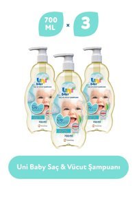 Uni Baby Göz Yakmayan Yenidoğan Hassas Ciltler İçin Bebek Şampuanı 3x700 ml