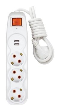Nilson Quattro 3'lü Soket 1.5 Metre 2'li USB Kablolu Tekli Akım Korumalı Priz