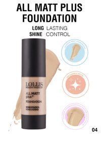 Lollis All Mat Plus Foundation 04 Likit Şişe Fondöten 30 ml