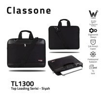Classone Tl1300  Gözlü Su Geçirmez Polyester 13 inç Laptop Çantası Siyah