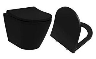 Vitra Integra Rim-Ex 52 cm Seramik Kanalsız Arkadan Çıkışlı Gömme Duvara Sıfır Asma Klozet Siyah