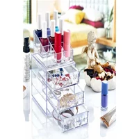 Ec Shop Candyshine Diamond 4 Katlı Kapaklı 3 Çekmeceli Bölmeli Makyaj Organizeri Şeffaf