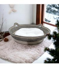 Decohandy Yıkanabilir 40 cm Sepet Kedi Yatağı Açık Gri