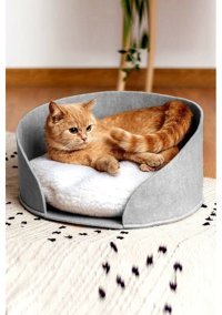 Bundera 45 cm Sepet Kedi Yatağı Gri
