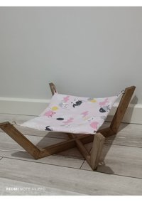 Ladin Ayaklı 20 x 50 cm Sepet Kedi Yatağı Beyaz - Pembe