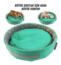 Xpermate 55 cm Simit Kedi Yatağı Gri - Turkuaz