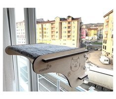 Femusa Vantuzlu 45 x 30 cm Sepet Kedi Yatağı Ahşap