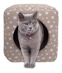 Patiderm Yıkanabilir 40 x 40 x 40 cm Üstü Kapalı Kedi Yatağı Bej