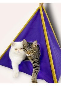 Kemique 46 x 97 cm Üstü Kapalı Kedi Yatağı Krem - Lila