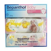 Bepanthol Baby Vitaminli Parfümsüz Parabensiz Pişik Kremi 100 gr + Sleepy Sensitive Islak Havlu 90'lı 2 Adet