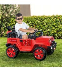 Dolu Neon 12 V Üstü Açık Tek Kişilik Akülü Araba Kırmızı