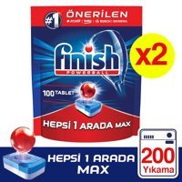 Finish Hepsi Bir Arada Max Limon Kokulu Tablet Bulaşık Makinesi Deterjanı 2x100 Adet