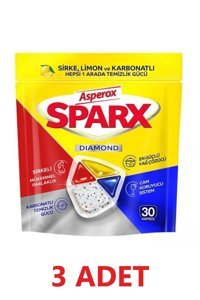 Asperox Sparx Diamond Limon Sirke Kokulu Tablet Bulaşık Makinesi Deterjanı 3x30 Adet