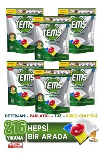 Tems Hepsi Bir Arada Tablet Bulaşık Makinesi Deterjanı 6x36 Adet