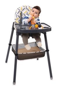 Baby Plus Tako Alüminyum - Plastik 3 Noktalı Emniyet Kemeri 25 kg Kapasiteli Tekerleksiz Tepsili Oturaklı Oyuncaklı Katlanır Portatif Mama Sandelyesi Gri