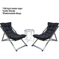 Hastunç Metal Katlanır Şezlong Siyah
