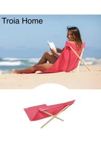 Meditroia Ahşap Katlanır Şezlong Kırmızı