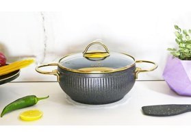 Evita İstiridye Gold 2 Parça 20 cm Granit Derin Tencere