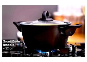 Hisar 2 Parça 22 cm Granit Derin Tencere
