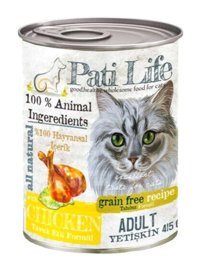 Pati Life Tahılsız Yetişkin Tavuk Ezme Yaş Kedi Maması 24x415 gr