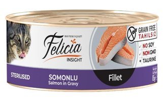 Felicia Sterilised Tahılsız Yetişkin Kısırlaştırılmış Somonlu Kıyılmış Yaş Kedi Maması 85 gr