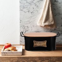 Evstyle Kesme Tahtalı Kapaklı Siyah Ekmek Kutusu
