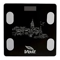 Voit Yağ Ölçen Vücut Analizi Yapan Bluetoothlu Kas Ölçen Cam Dijital Akıllı Tartı Siyah