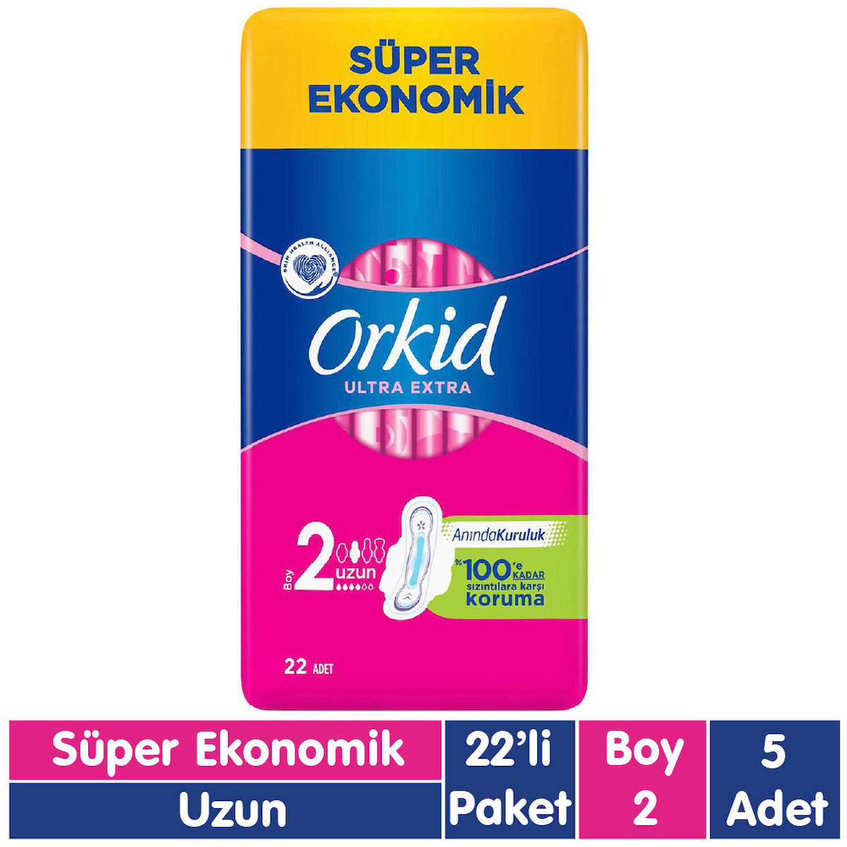 Orkid Organik Antialerjik 22'li Hijyenik Ped 5 Adet