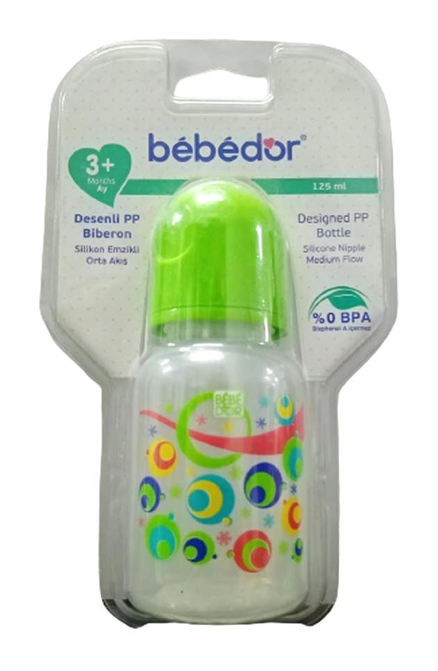 Bebedor B-23302 Polipropilen 3+ Ay Desenli Yeşil Damaklı Biberon 125 ml