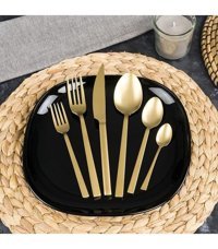 Mamma Lotus Mat 72 Parça 12 Kişilik Çatal Kaşık Bıçak Takımı Gold