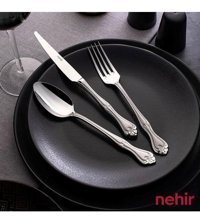 Nehir Lalezar 60 Parça 12 Kişilik Çatal Kaşık Bıçak Takımı Gümüş