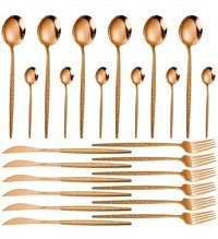 Hallow 24 Parça 6 Kişilik Çatal Kaşık Bıçak Takımı Rose Gold