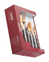 Nehir Modern 36 Parça 6 Kişilik Çatal Kaşık Bıçak Takımı Gold