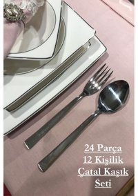 Bayev 24 Parça 12 Kişilik Çatal Kaşık Takımı Gümüş