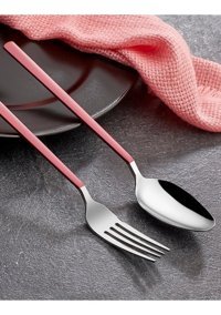 Avcı Mat 30 Parça 6 Kişilik Çatal Kaşık Takımı Pembe