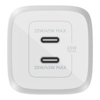 Belkin Dual Universal Type C Kablolu 45 W Çoklu Hızlı Şarj Aleti Beyaz