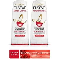 L'oréal Paris Elseve Komple Onarıcı 5 Onarıcı Yıpranmış Saçlar İçin Kadın Saç Kremi 2 x 360 ml