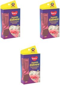 Viora Pembe Medium 3 Çift Temizlik Eldiveni