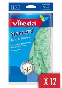 Vileda No 8 Çok Renkli Medium 12 Çift Temizlik Eldiveni