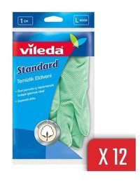 Vileda No 9 Kırmızı Large 12 Adet Temizlik Eldiveni