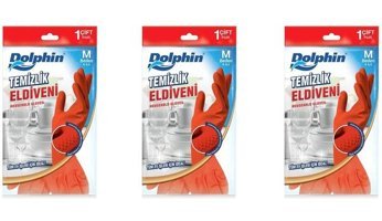Dolphin Kırmızı Medium 3 Çift Temizlik Eldiveni