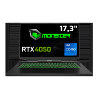Monster Abra A7 V14.6.4 Harici GeForce RTX 4050 Intel Core i7 13700H 16 GB DDR4 1 TB SSD 17.3 inç FreeDos Gaming Laptop